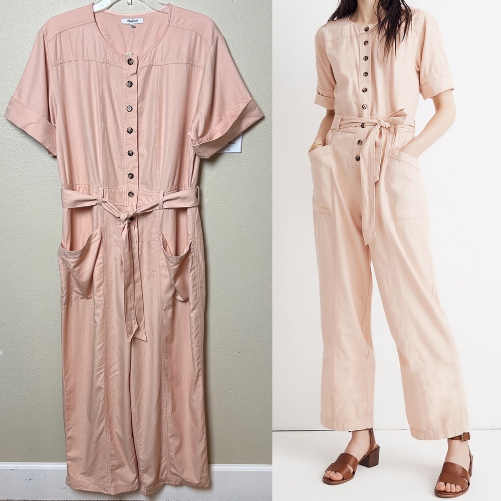Madewell Top-Stitched Coverall Jumpsuit Size 12 - Bashful Blush